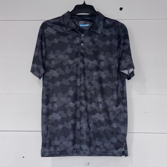 PGA Tour Golf Shirt Polo Black Camo L - Picture 1 of 5